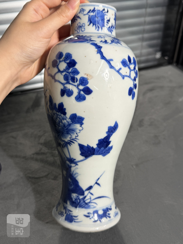 清光绪青花雉鸡牡丹纹梅瓶 - 图5